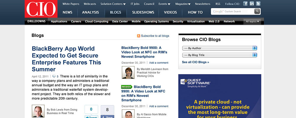 CIO Blogs Desktop Home Page