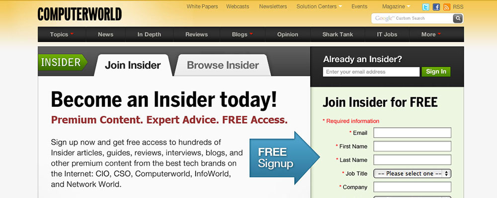 Computerworld Insider Marketing Page